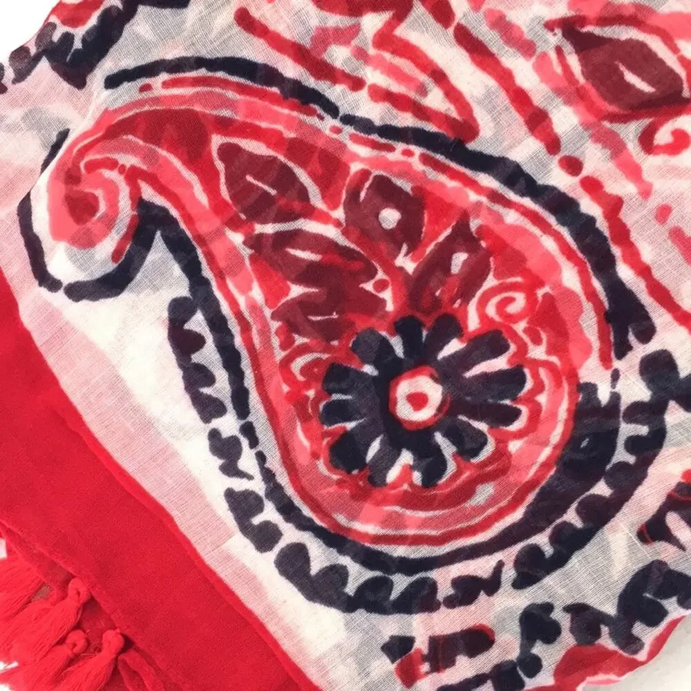 Infinite Scarf wrap swimsuit cover up white red EUC